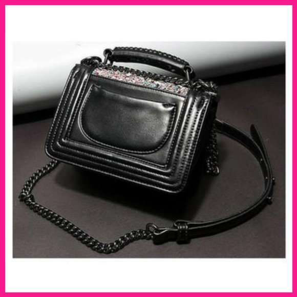 NWT Boy Flap Handbag w/ Rhinestones & Chain Strap - Picture 2 of 5